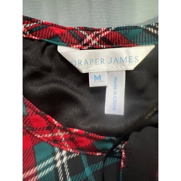 Draper James Womens Plaid Ruffle Hem Dress Drop waist Black/Red - Picture 2 of 8